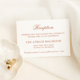 Classic Elegante Terracotta Hochzeitsempfang Begleitkarte