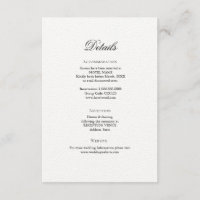 Classic Elegante Wedding Details - Karte