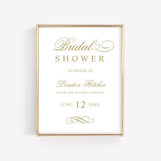 Classic Elegantes antikes Gold Wedding Brautparty Poster