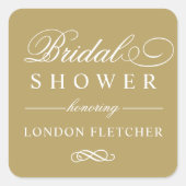 Classic Elegantes antikes Gold Wedding Brautparty Quadratischer Aufkleber (Vorderseite)