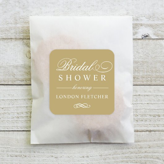 Classic Elegantes antikes Gold Wedding Brautparty Quadratischer Aufkleber