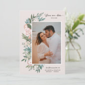 Classic Elegantes, gemaltes Foto mit 2 Farben | Bl Save The Date (Stehend Vorderseite)