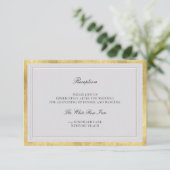 Classic Elevated Ivory Gold Wedding Reception Begleitkarte (Stehend Vorderseite)