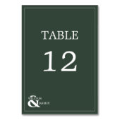 Classic Emerald Green Border & Names Wedding Tischnummer (Rückseite)