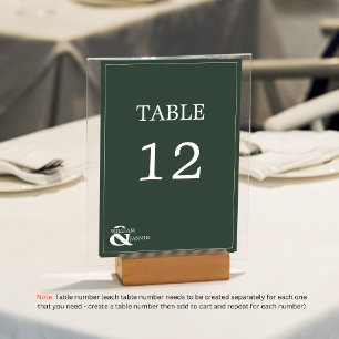 Classic Emerald Green Border & Names Wedding Tischnummer