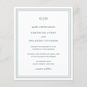 Classic Emerald Green Budget Hochzeitseinladung