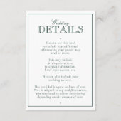 Classic Emerald Green Calligraphy Monogram Wedding Begleitkarte (Rückseite)