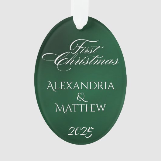 Classic Emerald Green Couples Erste Weihnachten Ornament (Vorderseite)
