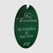 Classic Emerald Green Couples Erste Weihnachten Ornament (Vorderseite)