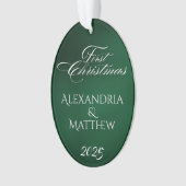 Classic Emerald Green Couples Erste Weihnachten Ornament (Vorderseite)