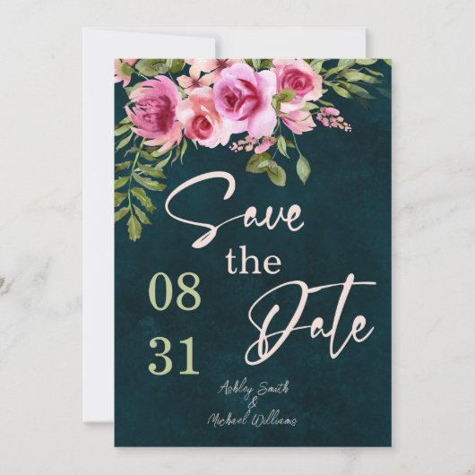 Classic Emerald Green Dunkle Moody Save the Date Einladung (Vorderseite)