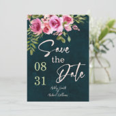 Classic Emerald Green Dunkle Moody Save the Date Einladung (Stehend Vorderseite)
