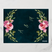 Classic Emerald Green Dunkle Moody Wedding Folie Einladungspostkarte (Rückseite)