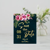 Classic Emerald Green Dunkle Moody Wedding Folie Einladungspostkarte (Stehend vorne)