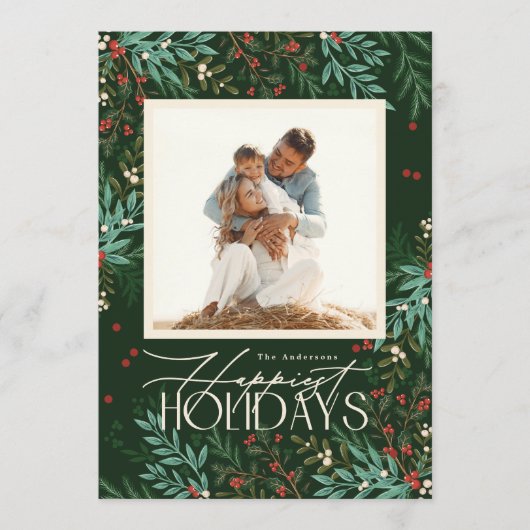 Classic Emerald Green Elegantes Foto Weihnachten (Vorderseite)
