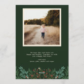 Classic Emerald Green Elegantes Foto Weihnachten (Rückseite)