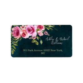 Classic Emerald Green Floral Dark Moody Wedding Adressaufkleber