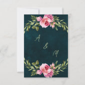 Classic Emerald Green Floral Dark Moody Wedding Dankeskarte (Rückseite)