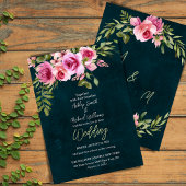 Classic Emerald Green Floral Dark Moody Wedding Einladung