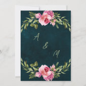 Classic Emerald Green Floral Dark Moody Wedding Einladung (Rückseite)