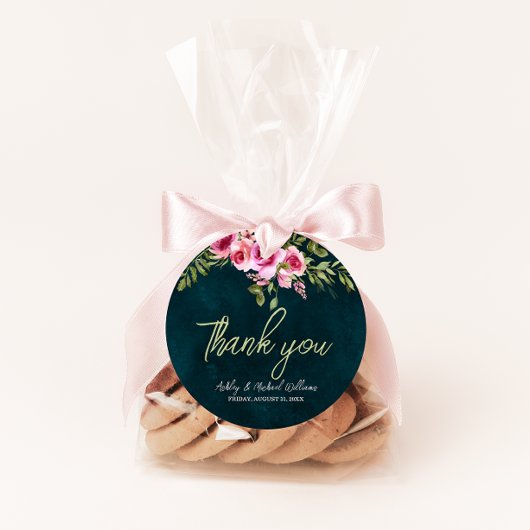 Classic Emerald Green Floral Dark Moody Wedding Geschenkanhänger