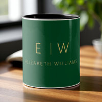 Classic Emerald Green Gold Minimalistisch Monogram