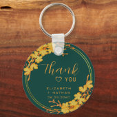 Classic Emerald Green & Gold Wedding Vielen Dank Schlüsselanhänger (Rückseite)