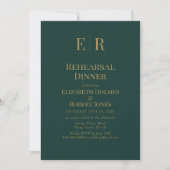 Classic Emerald Green Monogram Probe Dinner Einladung (Vorderseite)