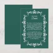 Classic Emerald Green Ornately Framed Wedding Begleitkarte (Vorne/Hinten)