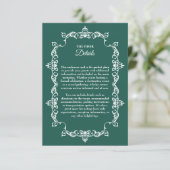 Classic Emerald Green Ornately Framed Wedding Begleitkarte (Stehend Vorderseite)