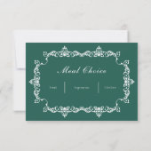 Classic Emerald Green Ornately Framed Wedding RSVP Karte (Rückseite)