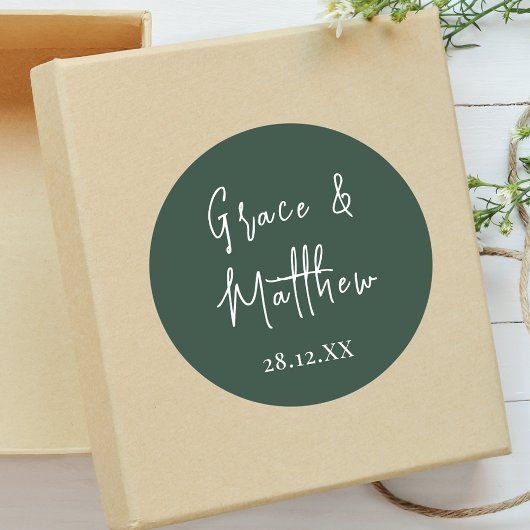 Classic Emerald Green Personalisierte Gastgeschenk Runder Aufkleber