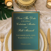 Classic Emerald Green und Gold Save the Date Folieneinladung