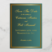 Classic Emerald Green und Gold Save the Date Folieneinladung (Vorderseite)