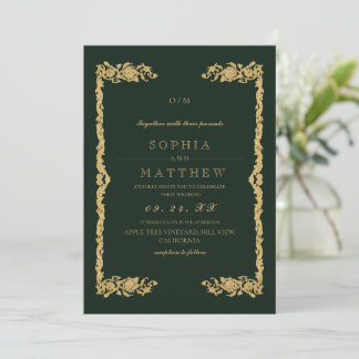 Classic Emerald Green Wedding Photo Invitation Einladung