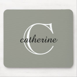 Classic Evergreen Fog Script Monogram Mousepad