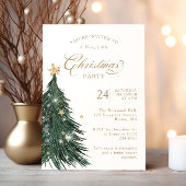 Classic Evergreen Gold Christmas Party Invitation Einladung