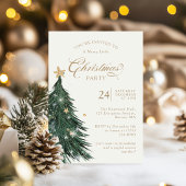 Classic Evergreen Gold Christmas Party Invitation Einladung