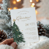 Classic Evergreen Gold Christmas Party Invitation Einladung