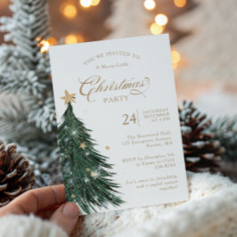 Classic Evergreen Gold Christmas Party Invitation Einladung