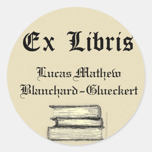 Classic Ex Libris Buchzeichen Runder Aufkleber (Vorderseite)