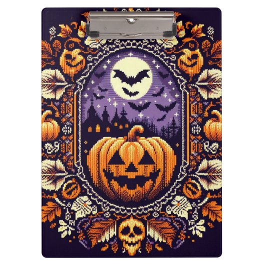 Classic Fair Isle Halloween/Pumpkin Klemmbrett (Vorderseite)