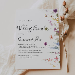 Classic Fall Colorful Wild Floral Wedding Brunch Einladung