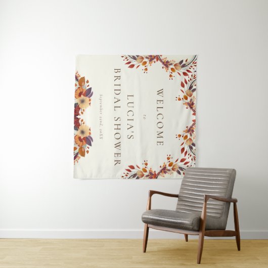 Classic Fall Dry Wildblume Brautparty Willkommen Wandteppich (Beispiel (Horizontal))