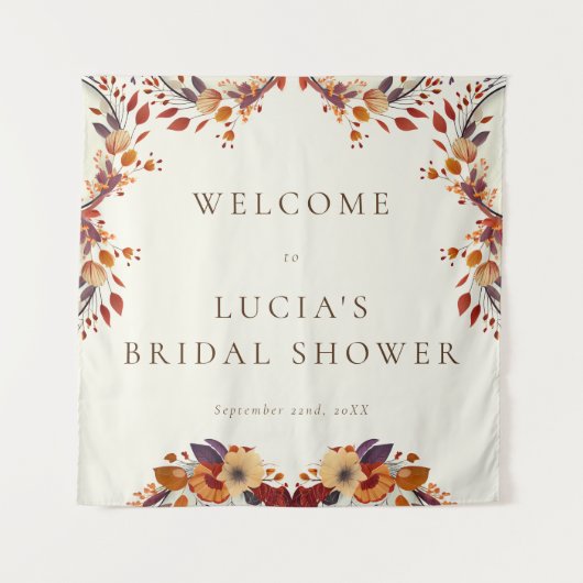 Classic Fall Dry Wildblume Brautparty Willkommen Wandteppich (Vorderseite)