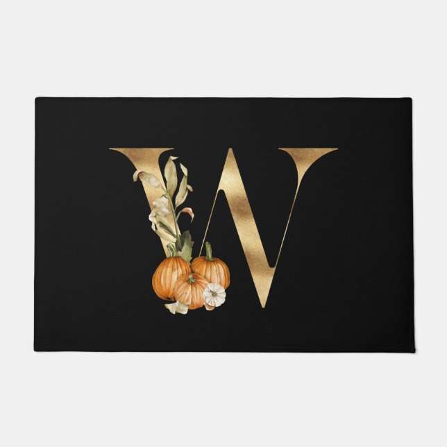 Classic Fall Monogram W mit Pumpkins Fußmatte (Vorderseite)