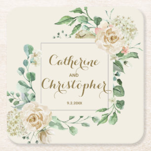 Classic Fall Winter Boho Blumenhochzeit Rechteckiger Pappuntersetzer
