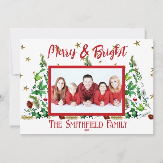 Classic Family Foto "Merry & Bright" Weihnachten (Vorderseite)