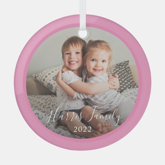 Classic Family Foto Sake Weihnachtsdekoration Ornament Aus Glas (Vorderseite)