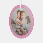 Classic Family Foto Sake Weihnachtsdekoration Ornament Aus Glas (Vorderseite links)